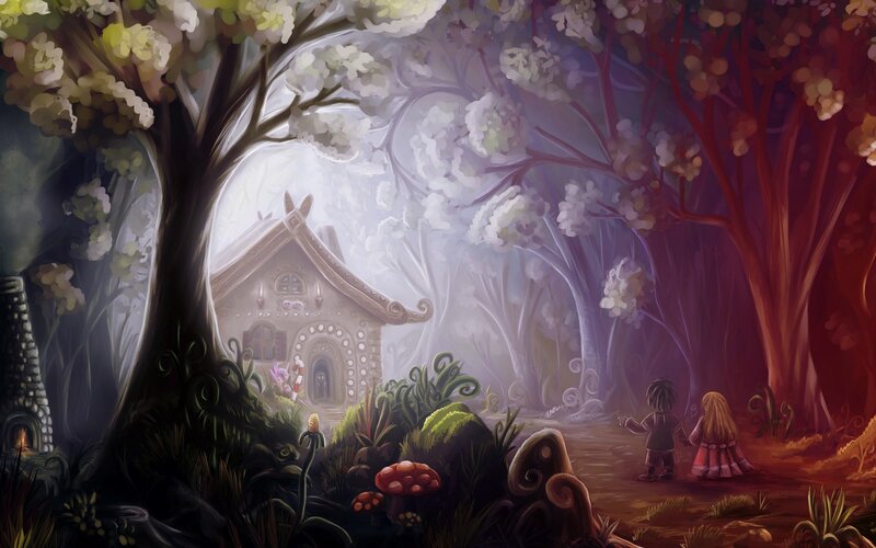 Children in Forest — Purple