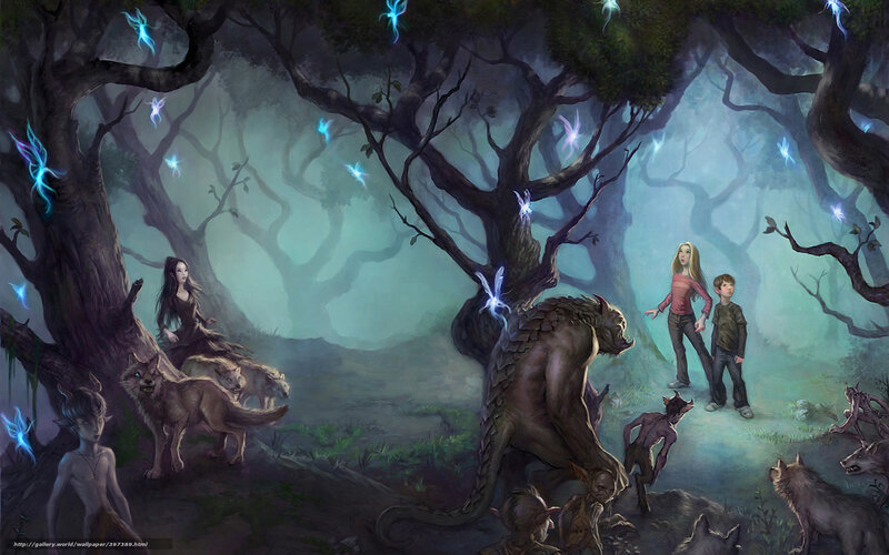 Children in Forest with Creatures
