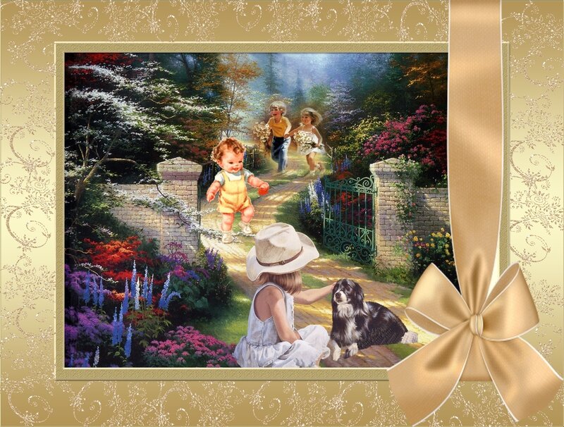 Children in Garden — Gold