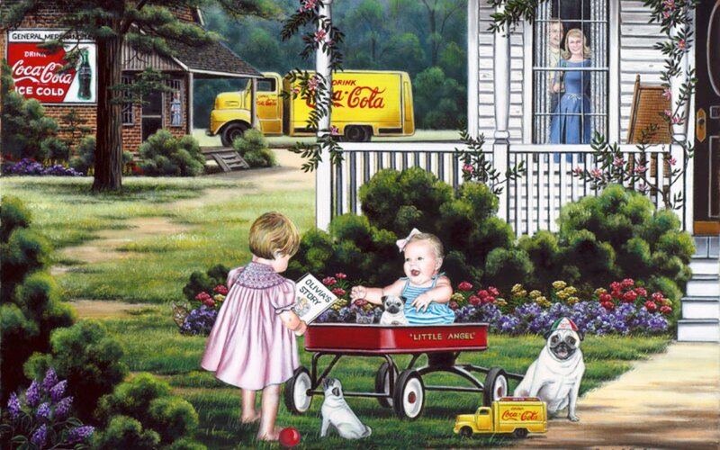 Children in Garden — Green, Peaceful