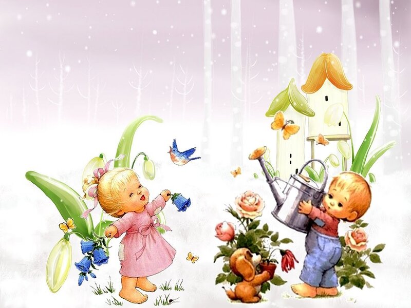 Children in Garden — Pink