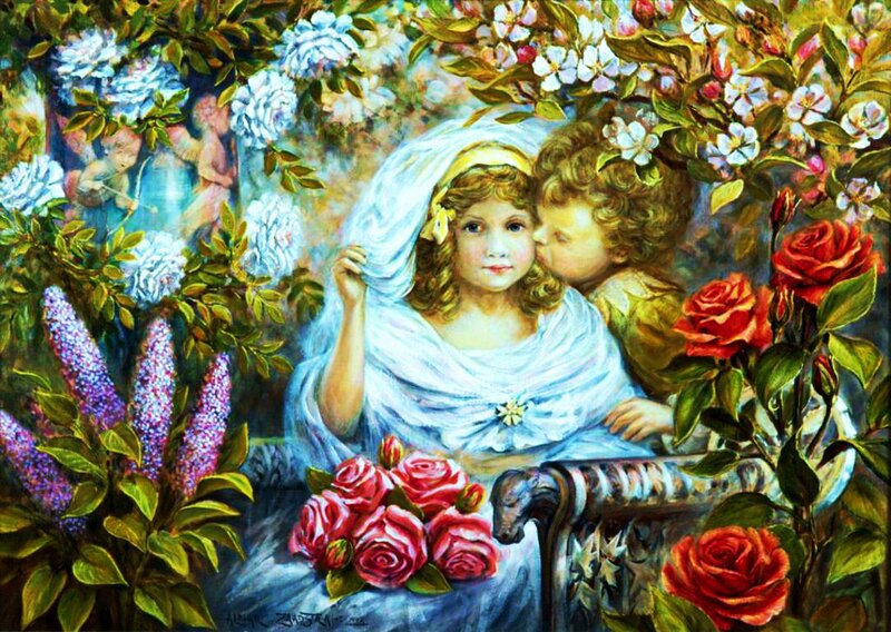 Children in Garden — White