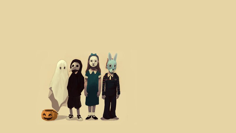 children in Halloween costumes