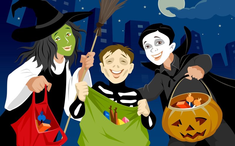 Children in Halloween Costumes — Blue, Festive