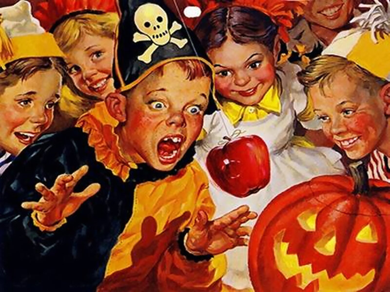 Children in Halloween Costumes — Orange, Festive, Autumn