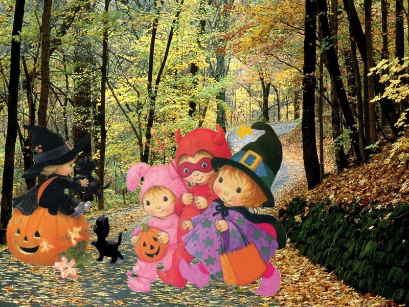 Children in Halloween Costumes — Orange, Festive