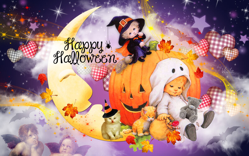 Children in Halloween Costumes — Purple, Festive, Night