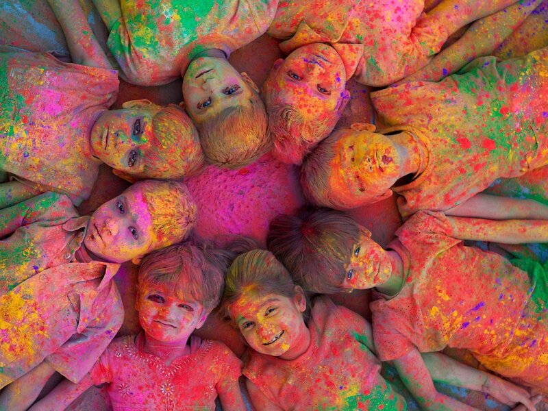 Children in Holi Colors