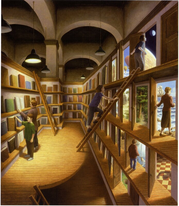 Children in Library — Brown