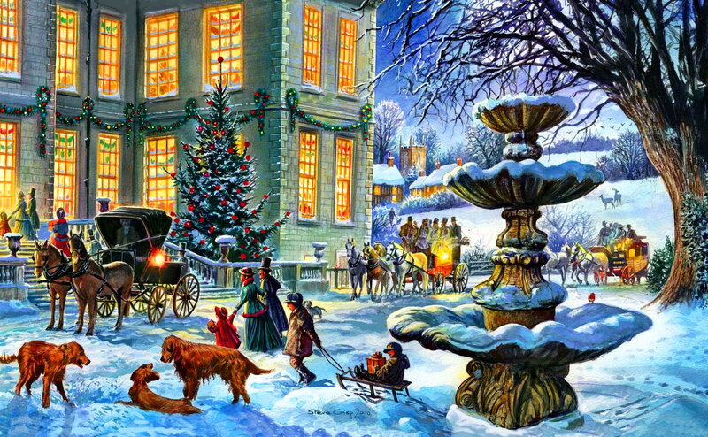 Children in Snow — Blue, Festive