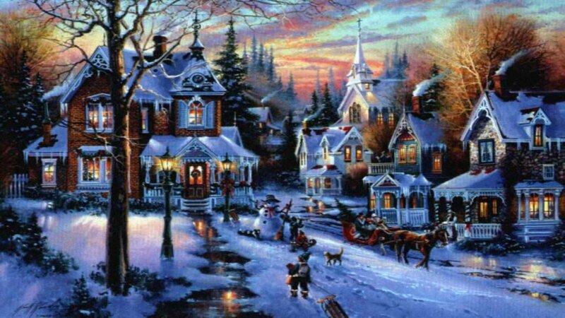Children in Snow Village