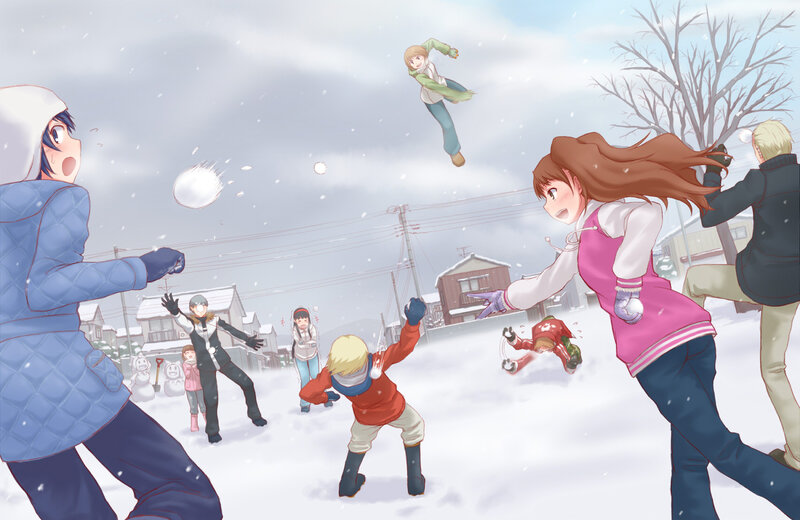 Children in Snowball Fight