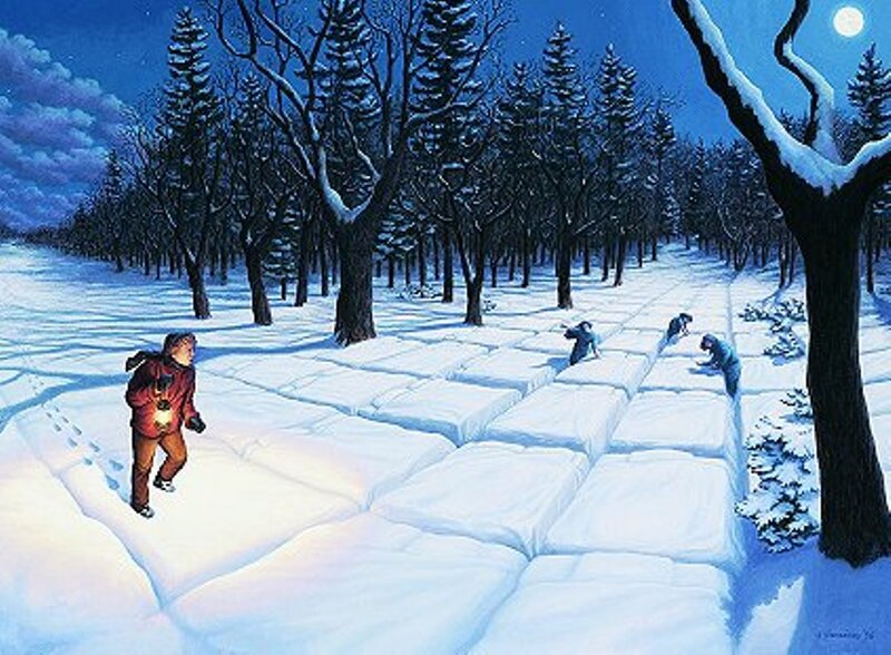 Children in Snowy Forest