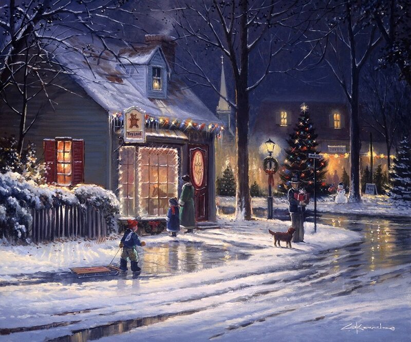 Children in Snowy Town