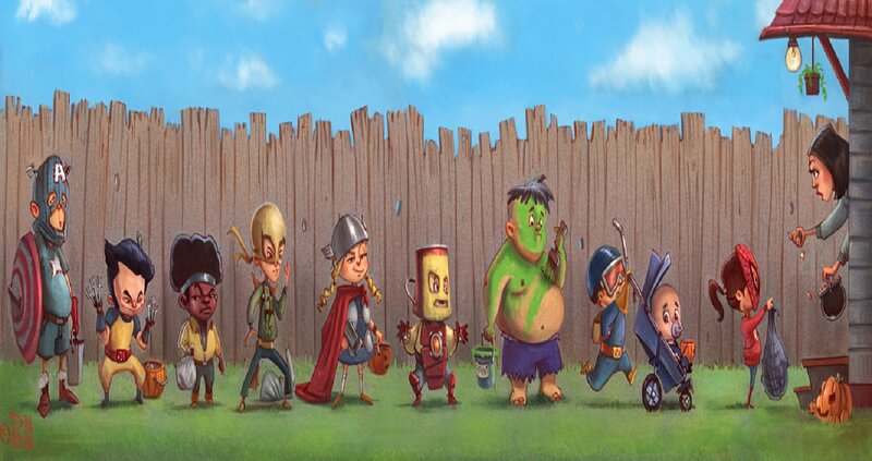 Children in Superhero Costumes