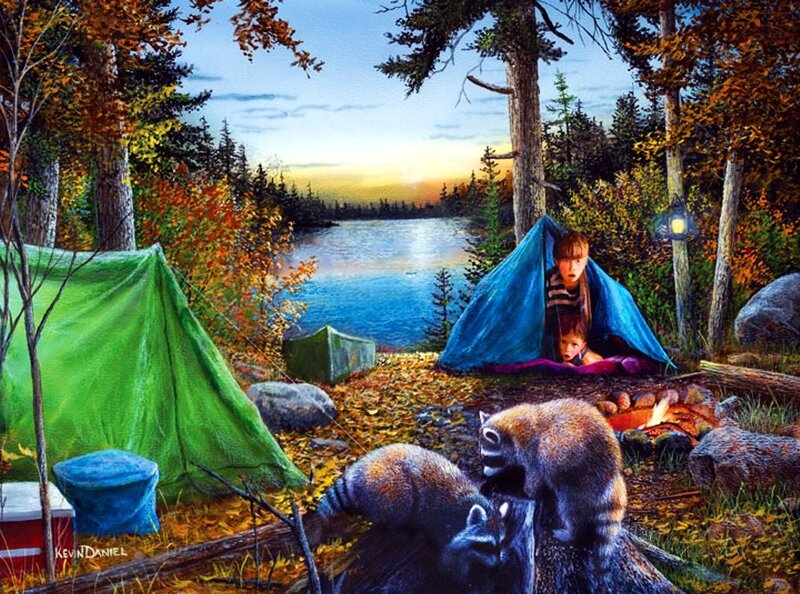 Children in Tents at Campsite