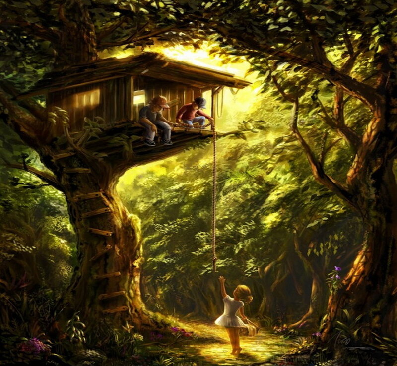 Children in Treehouse