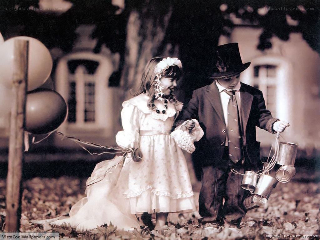 Children in vintage costumes