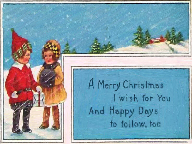 Children in Winter Clothes — Blue, Festive, Illustration