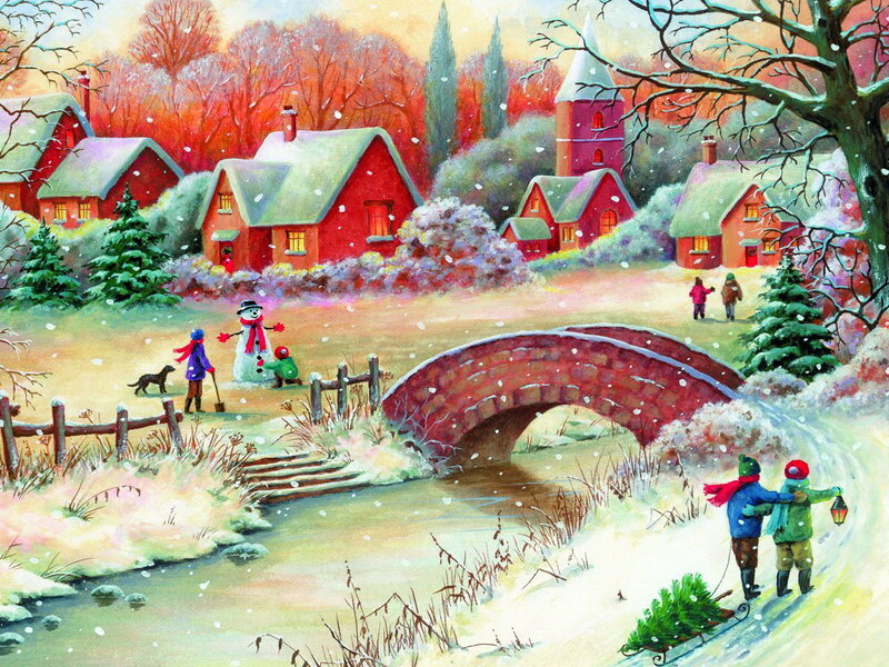 Children in Winter Village