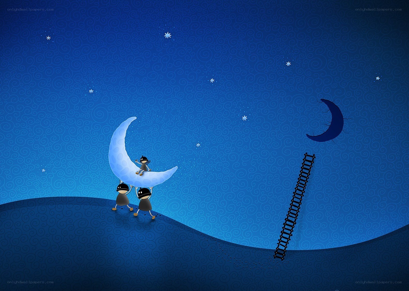 Children lifting a moon