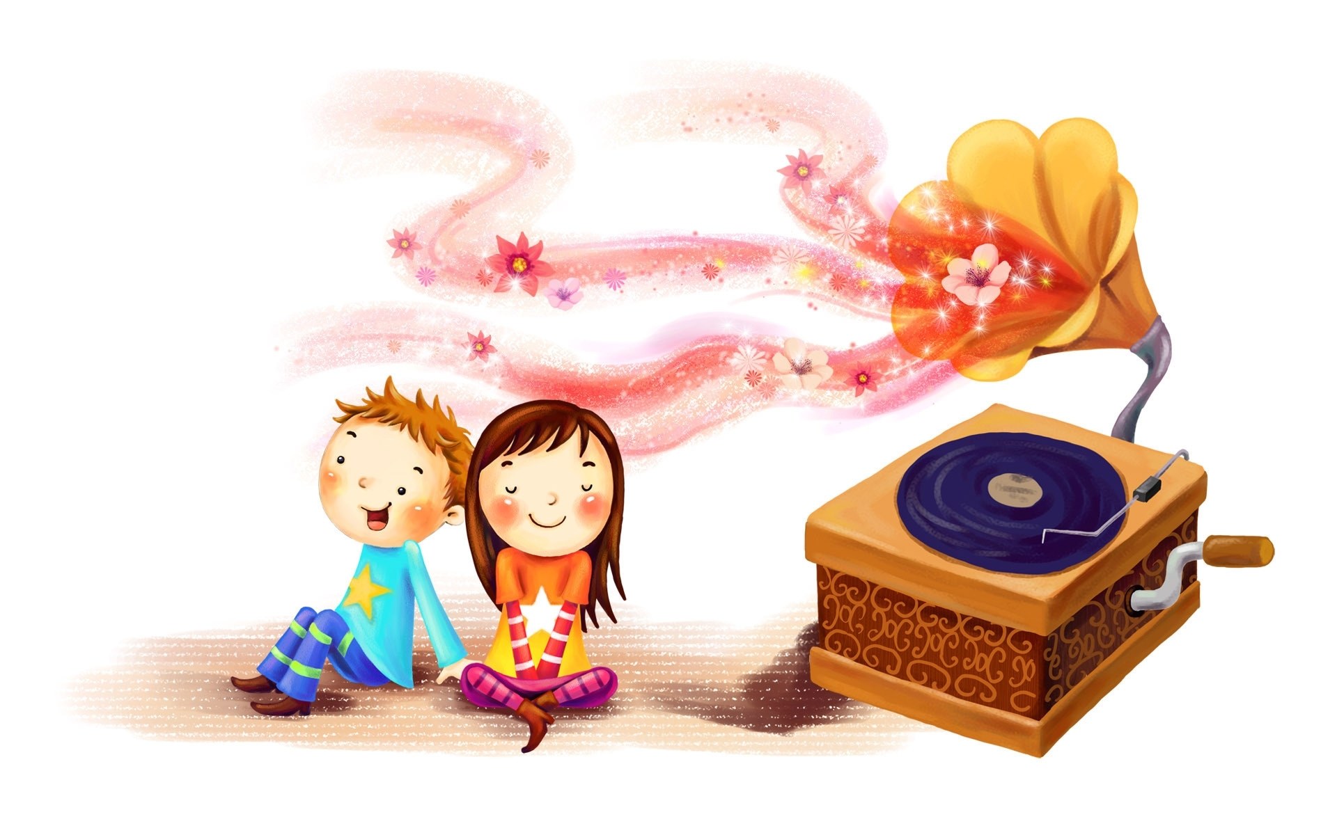 Children listening to music