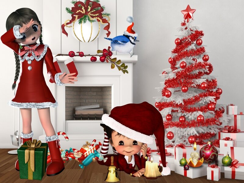 Children Near Christmas Tree