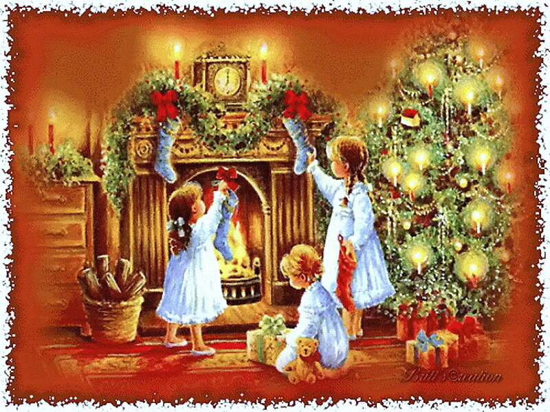 Children Near Fireplace