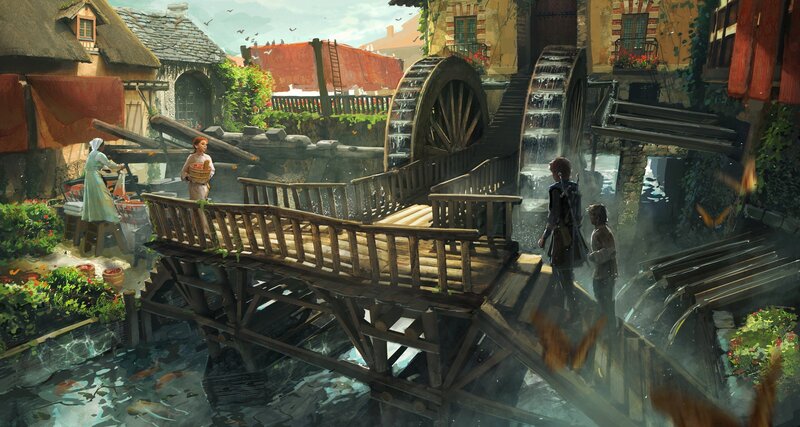 Children Near Watermill