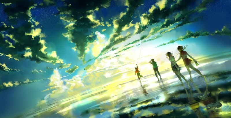 Children on a Beach — Blue, Dramatic
