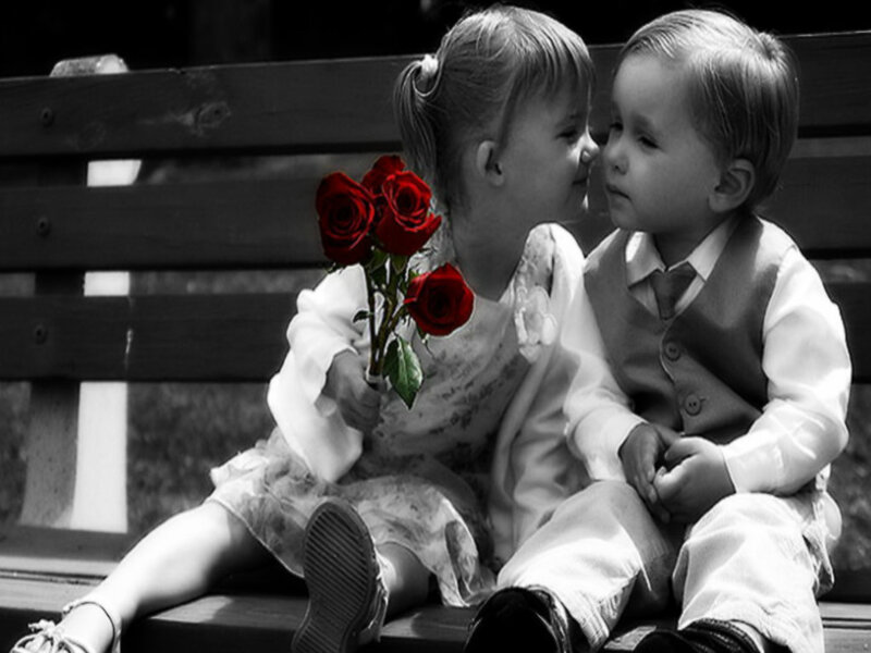 Children on a Bench — Black, Sentimental