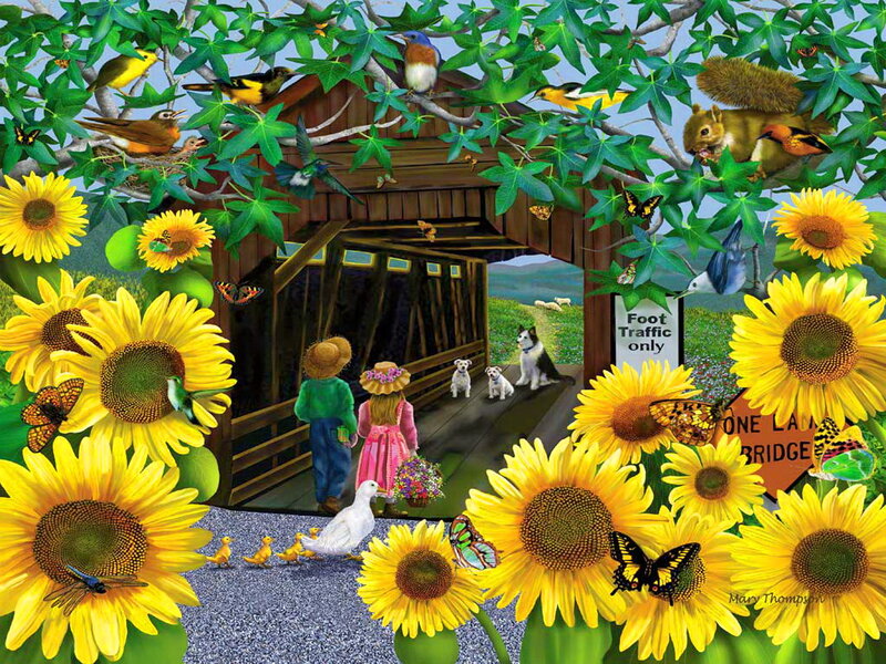Children on a Bridge — Yellow
