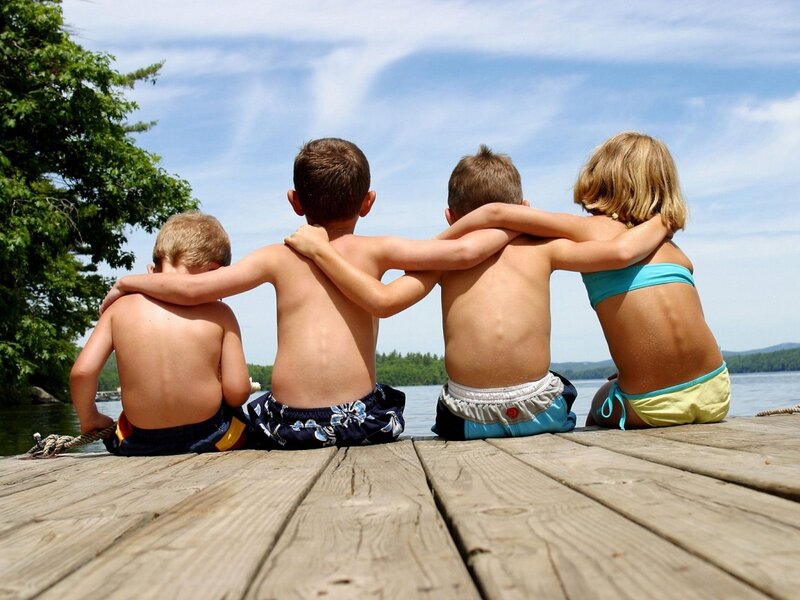 children on a dock