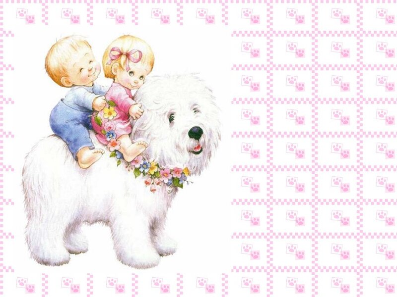 children on a dog
