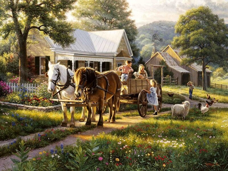 Children on a Farm — Green