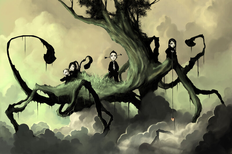 Children on a giant tree