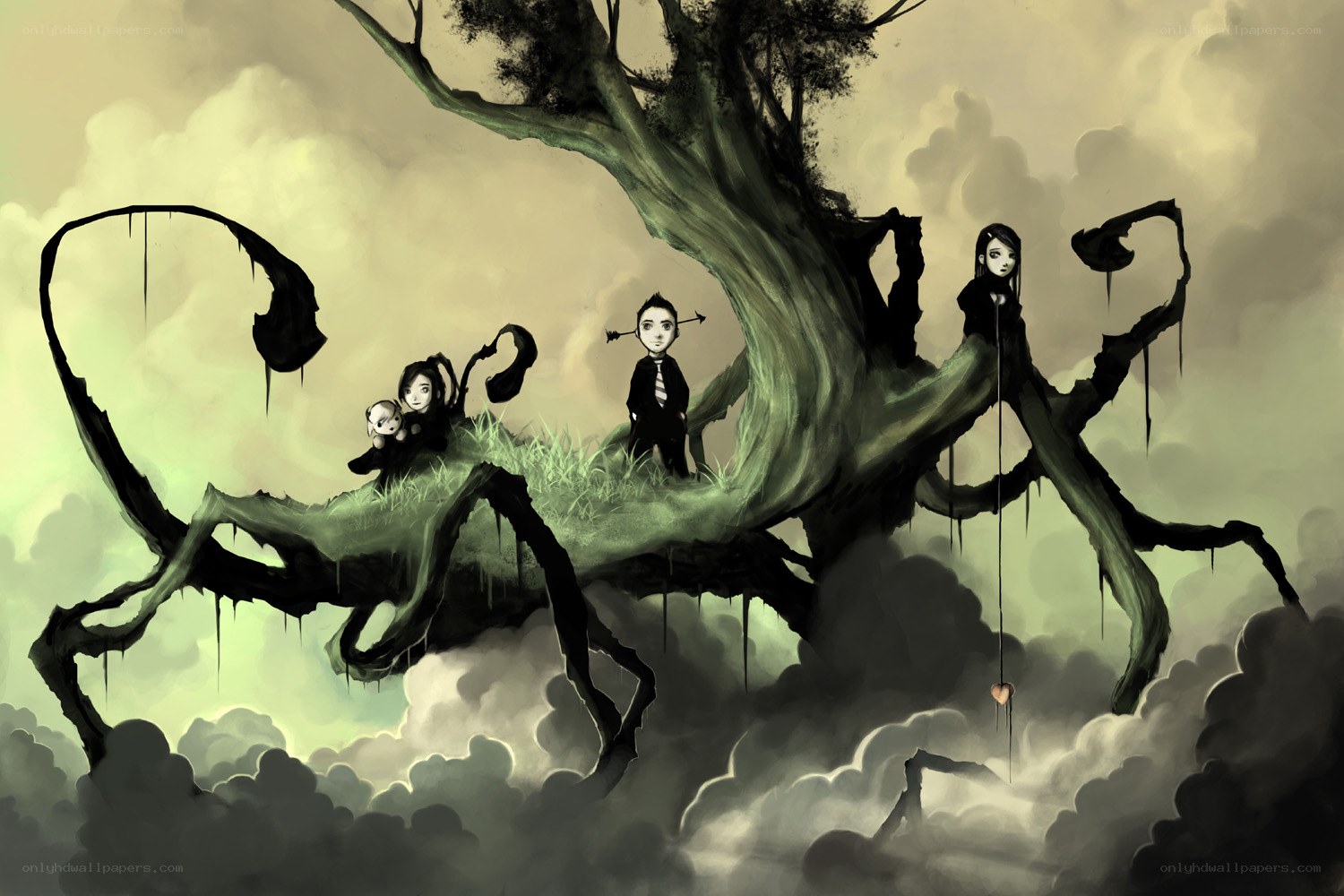 Children on a giant tree