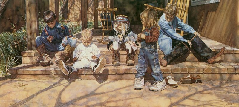 Children on a porch