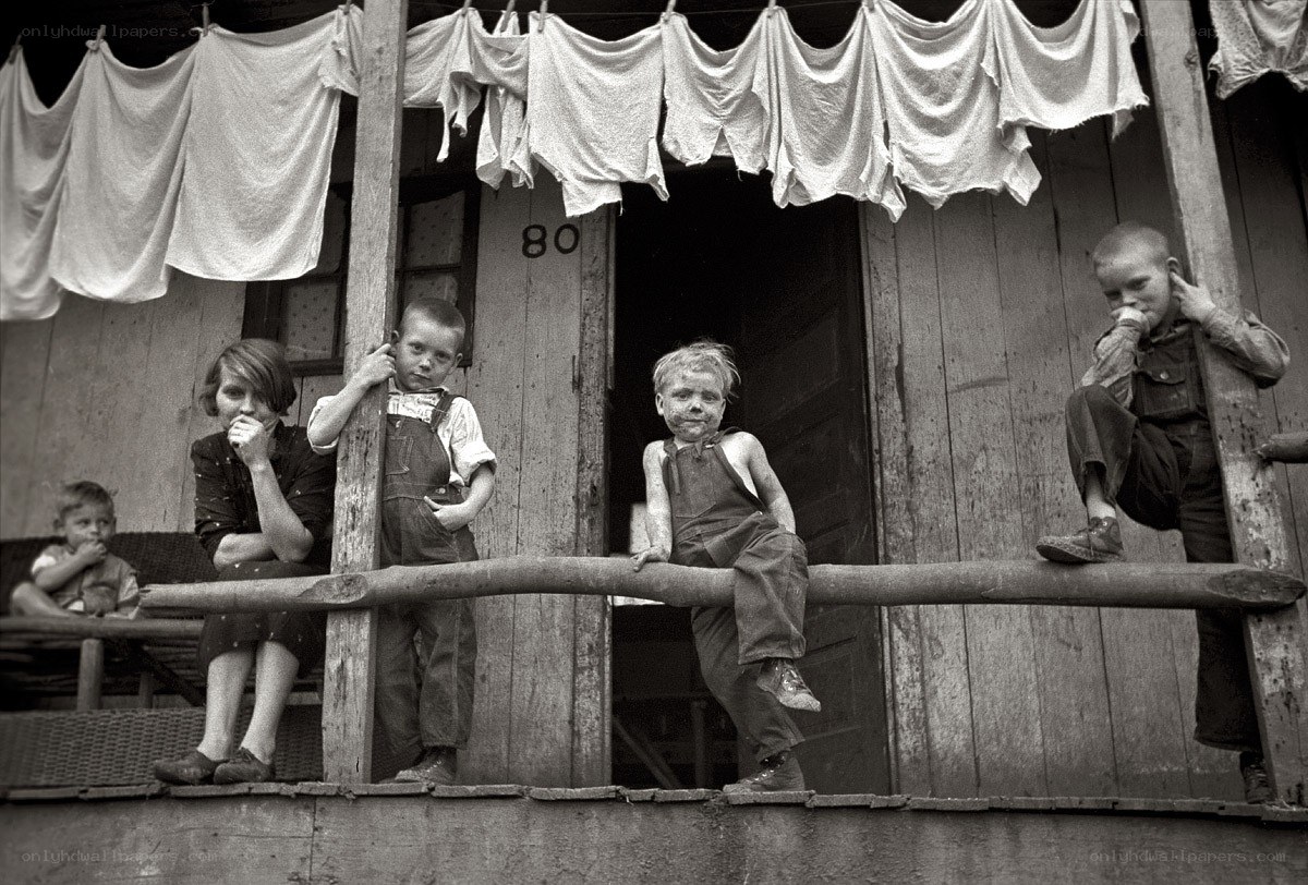Children on a porch