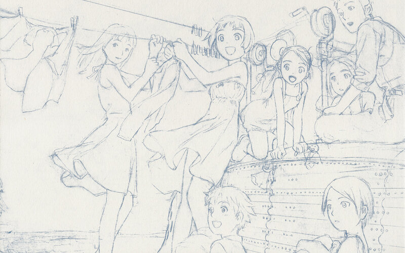 children on a ship sketch