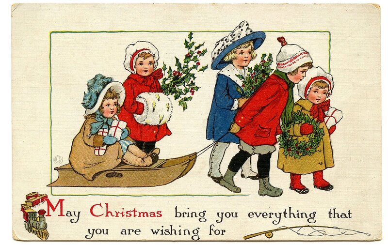 Children on a Sled — Red