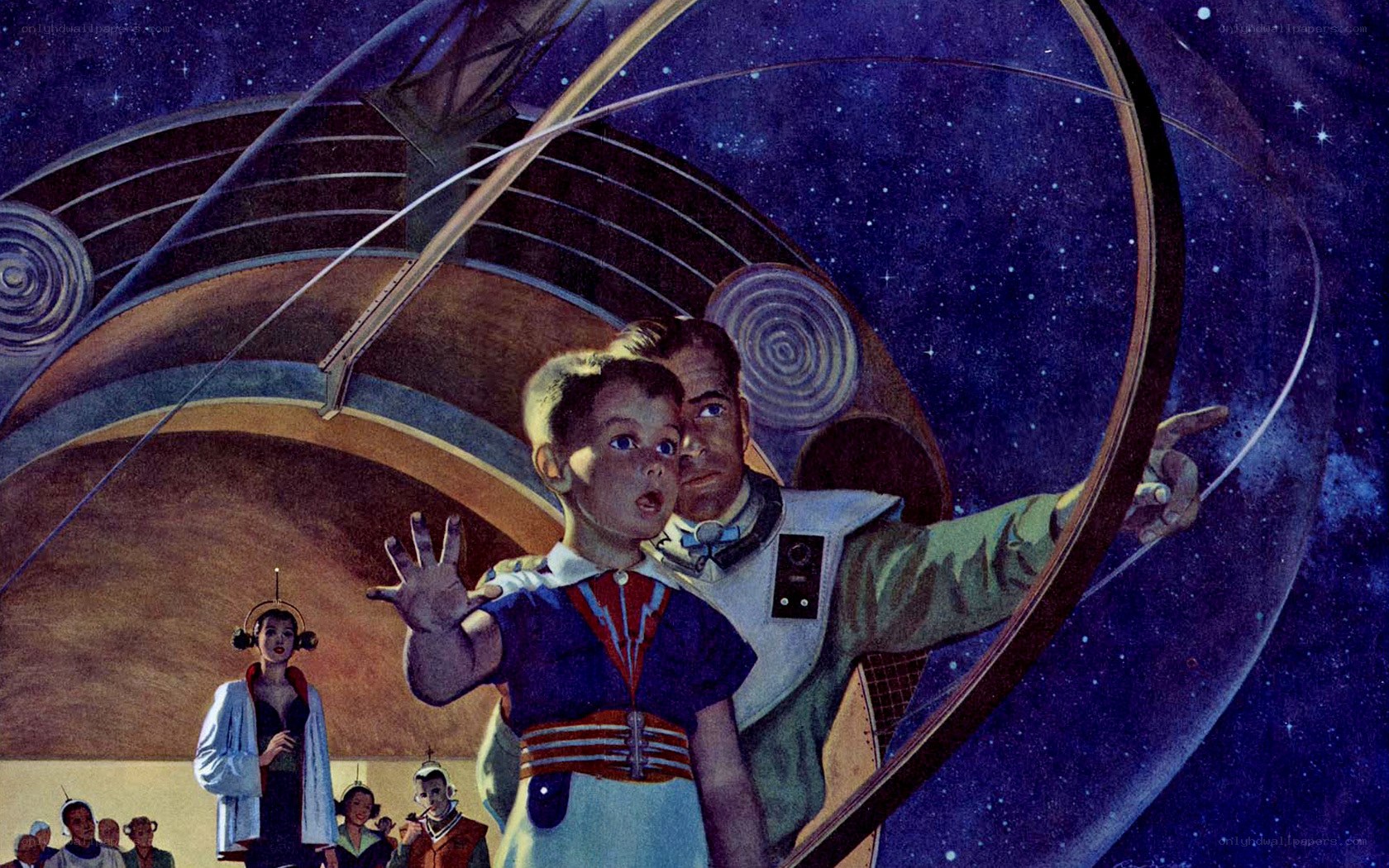 Children on a spaceship