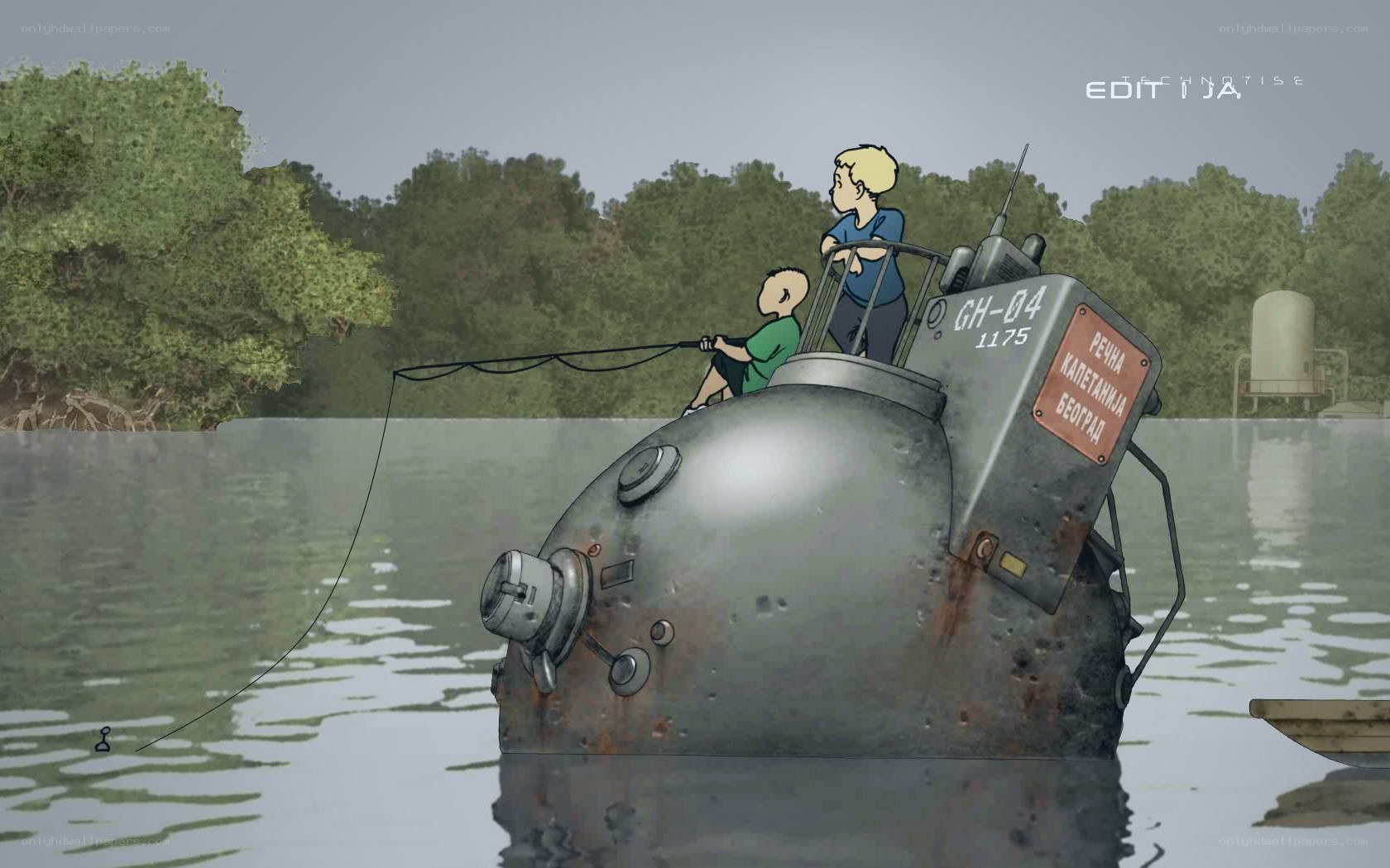 Children on a submarine