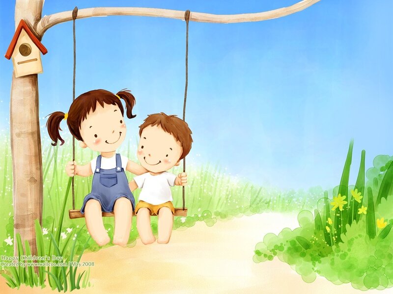 Children on a swing