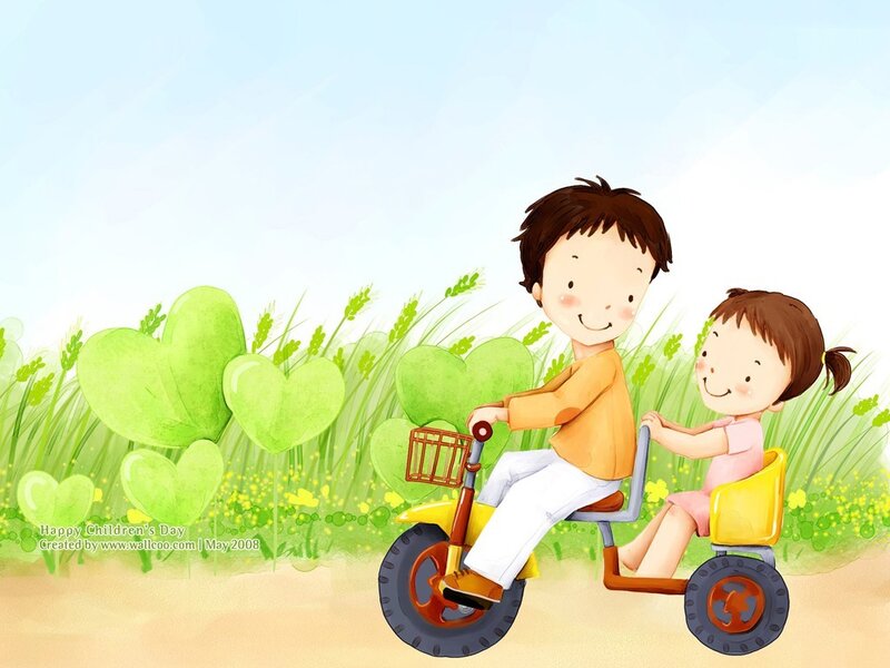 Children on a tricycle