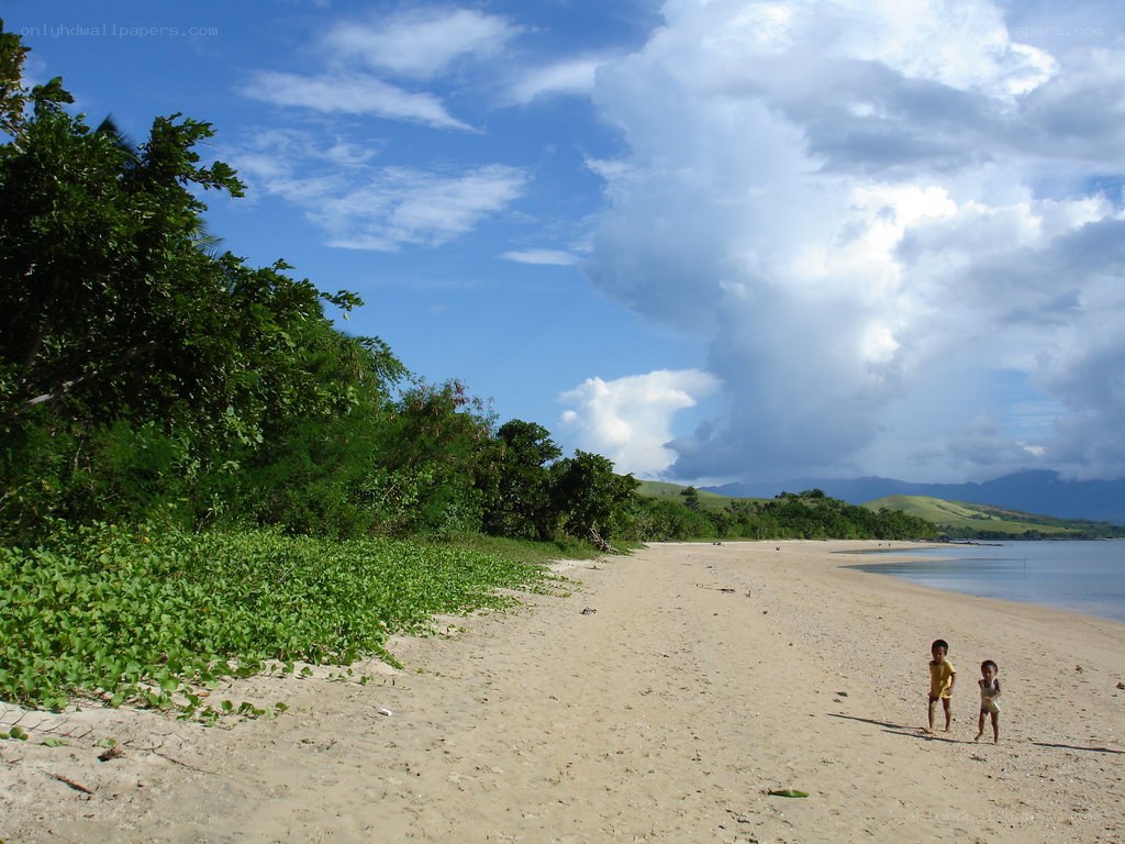 Children on a tropical beach