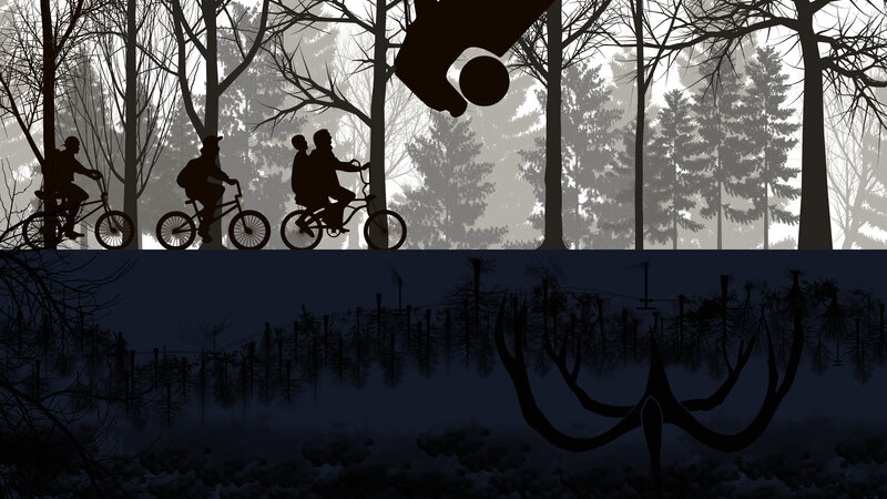 Children on Bicycles — Black, Suspenseful, Night