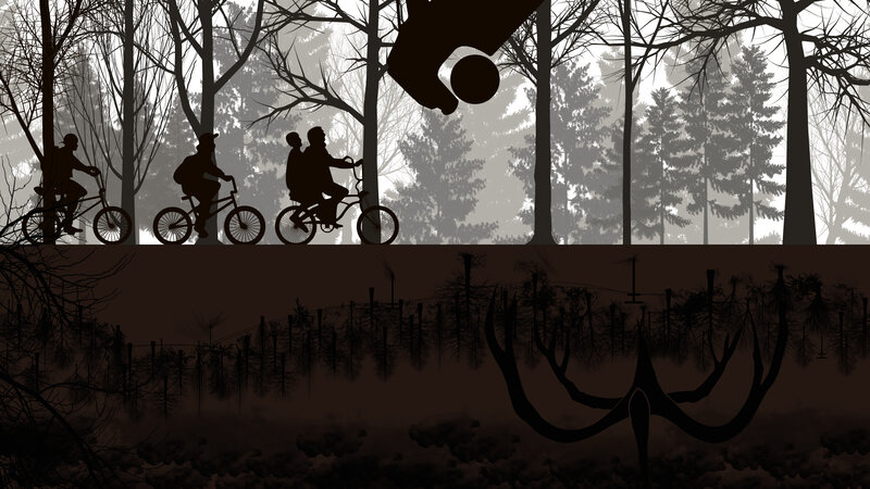 Children on Bicycles — Black, Suspenseful
