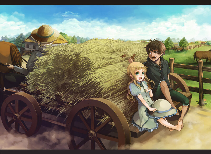 Children on Hay Cart