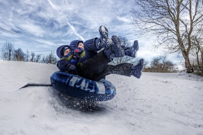 Children on Snow Tube
